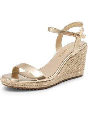 DREAM PAIRS Women's Gold Espadrilles Wedge Platform Sandals Open Toe Adjustable